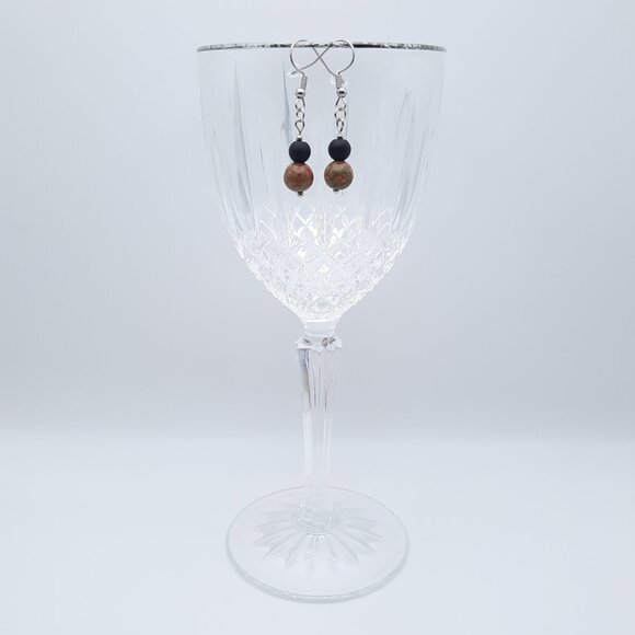 Ukanite Chakra Gemstone Black Drop Minimalist Earrings Handmade Jewelry - Picture 4 of 6